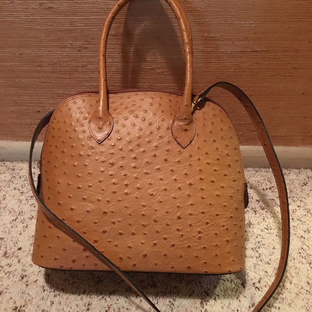 Structured Italian Leather Bag w/ matching wallet